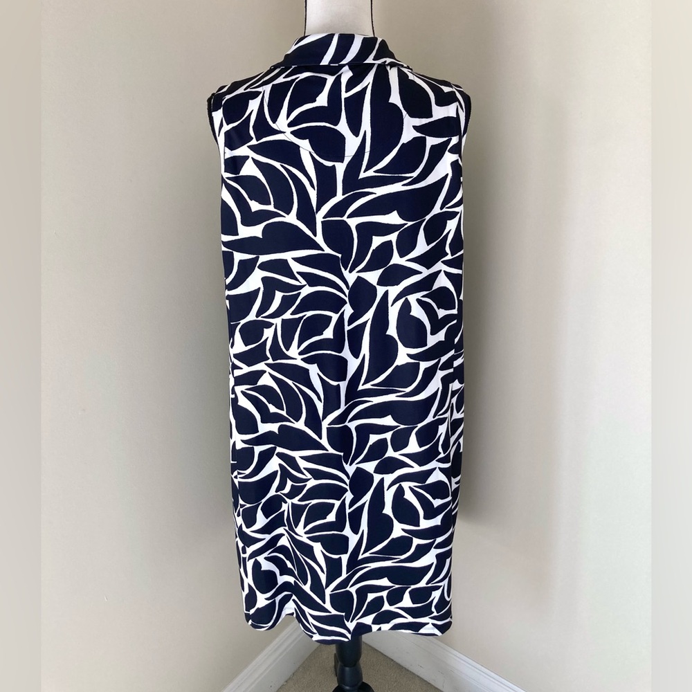 Chico's Black & White Abstract Leaf Print Sleeveless Polo Dress Size XL - Picture 8 of 10